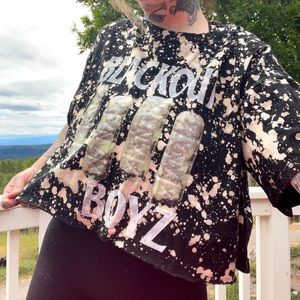 Blackout Boyz crop bleach tie dye home made t shirt